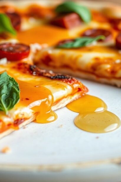 بيتزا حارة بحشوة شوريزو كوريزو وغموس عسل حار، نكهات مشتعلة ولذيذة