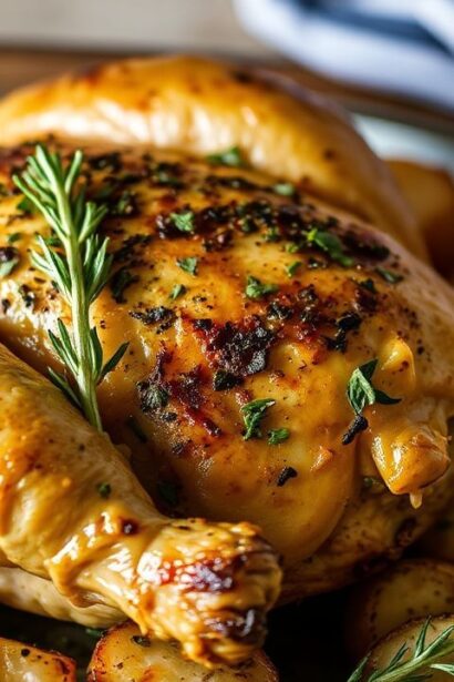 دجاج مشوي بالليمون والأعشاب مع بطاطس مقلية مقرمشة، نكهة زesty لذيذة