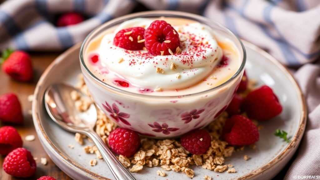 كراثان كريمي مع الشوفان والعسل والتوت الأزرق