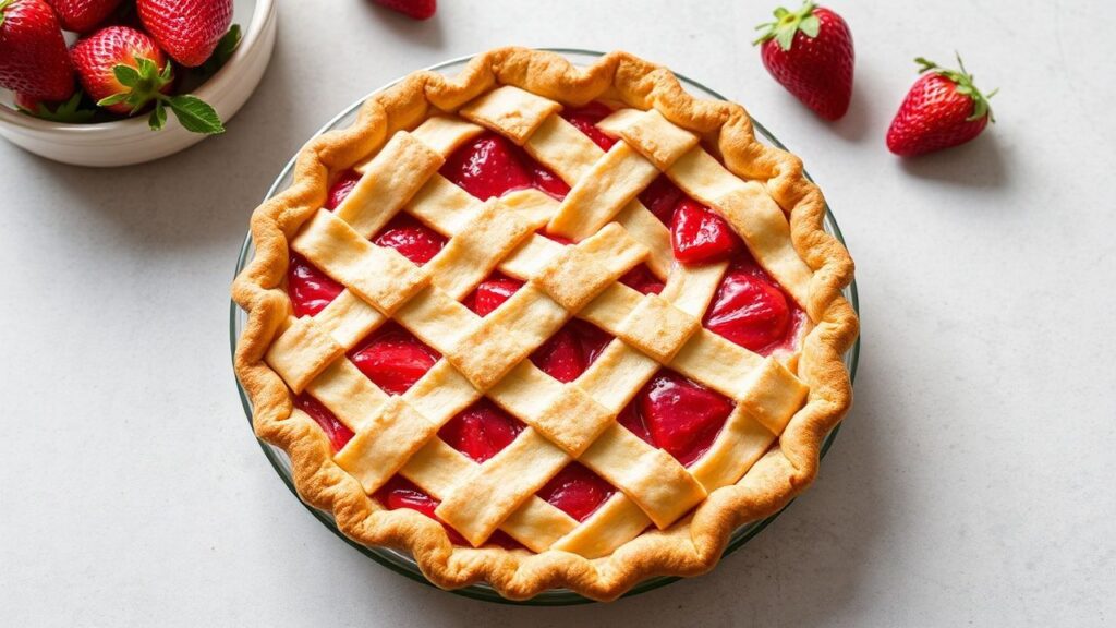 فطيرة فراولة وراوند مثالية: سحر يلتقي الحلاوة بالحادّ مع زنج راوند.