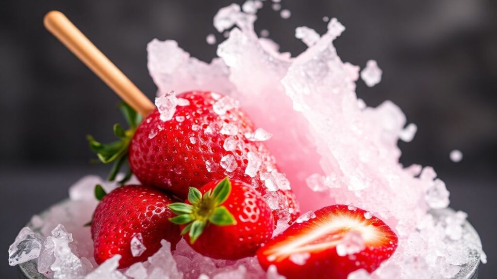 Frozen strawberry delight with chill and thrill texture