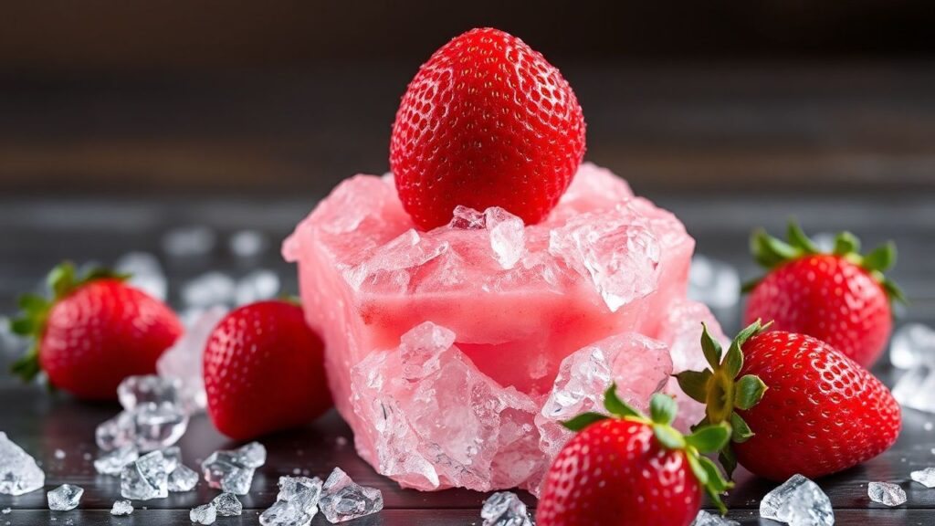 Frozen strawberry delight garnish and color