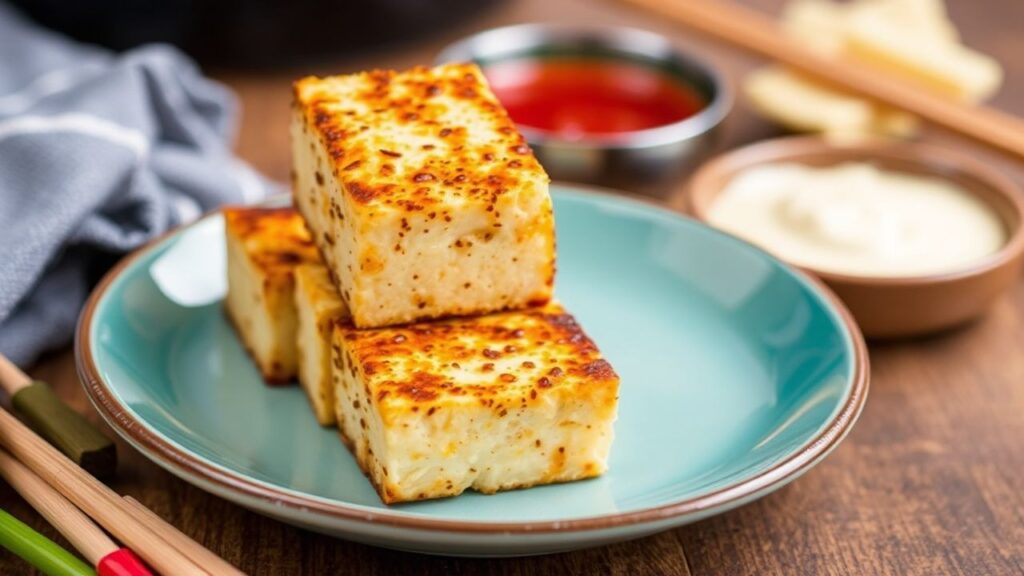 Crispy air fryer tofu with a golden, crunchy exterior