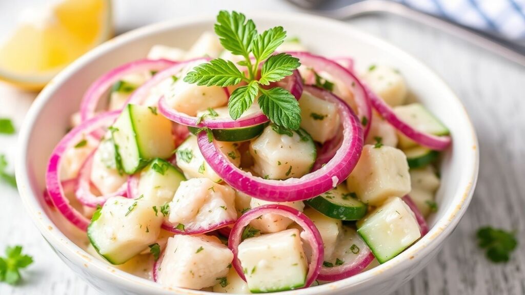 سلطة الخيار والبصل الكريمية المنعشة، وصفة صيفية خفيفة تعيد نضارة الذوق وتلهم المطبخ