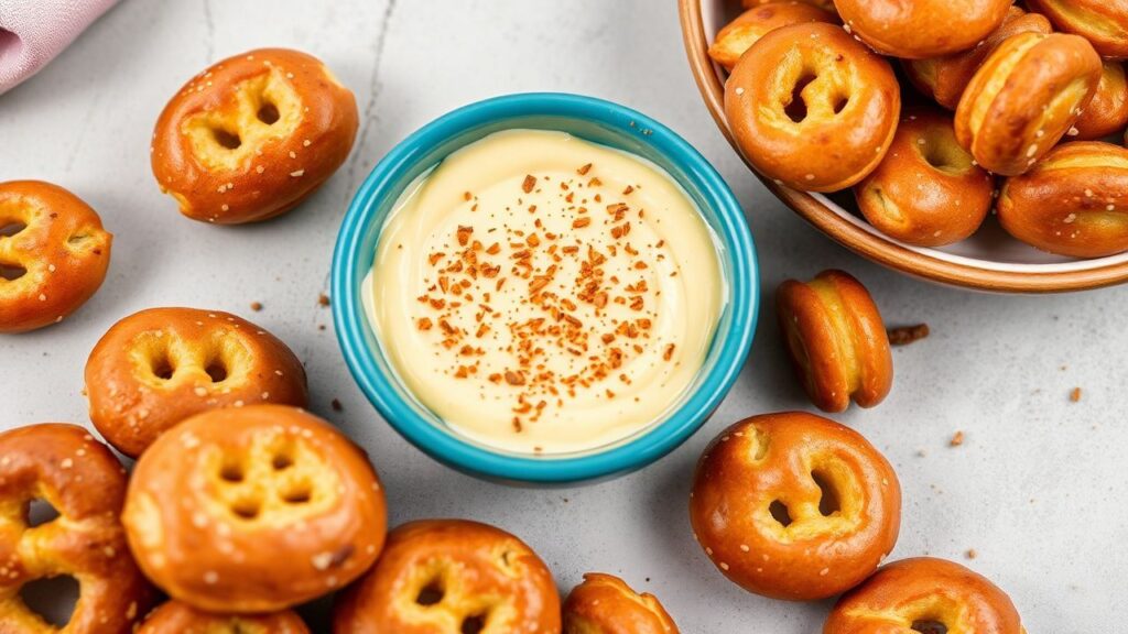 Soft pretzel bites with warm creamy cheese dip—comfort food that disappears fast.