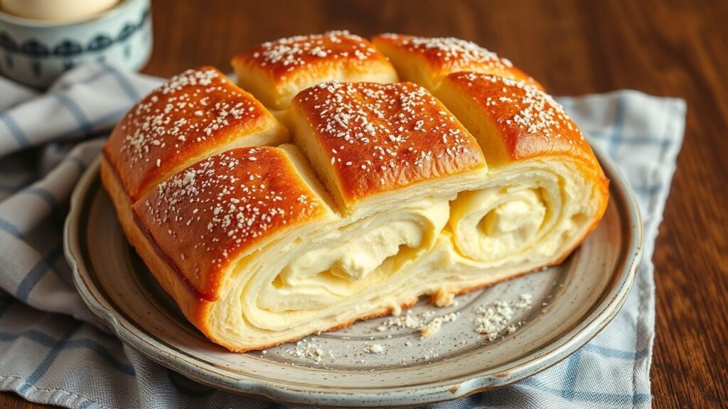 Armenian gata bread with sweet golden layers under a crisp crust