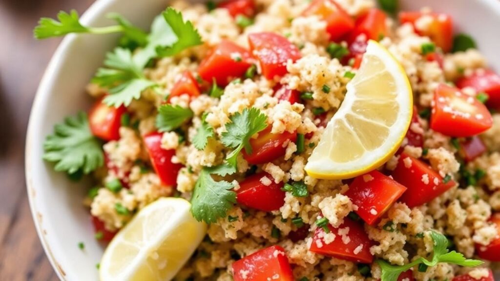 Tabbouleh-style salad refreshed with parsley, mint, and lemon