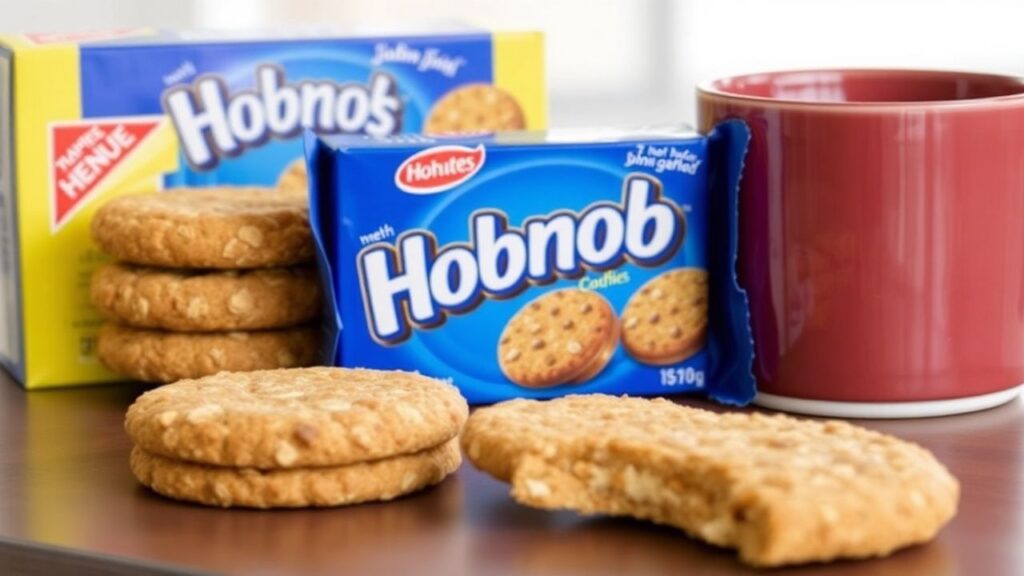 Hobnobs محاطة بالشاي، بسكويت الشوفان البريطاني الكلاسيكي يمنح راحة وقت الشاي دائمًا
