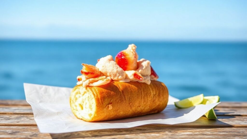 A finished lobster roll plate comparing Connecticut vs Maine styles