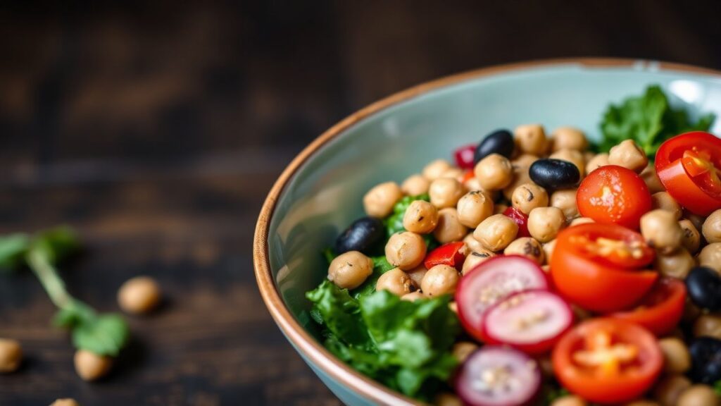 Mediterranean chickpea kale bowl with citrus dressing, ready for busy days