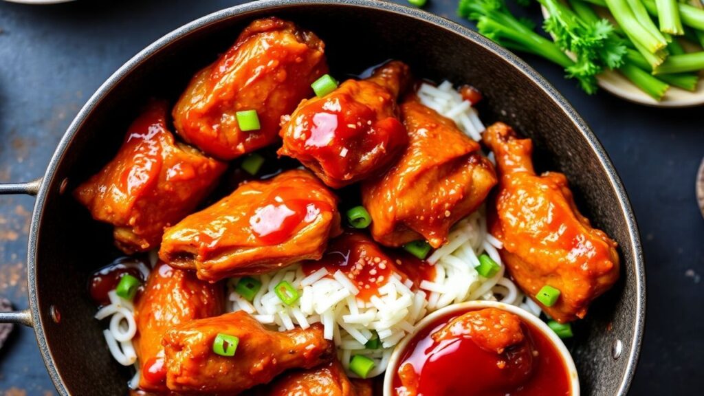 A glossy gochujang honey buffalo wing coating in one pot