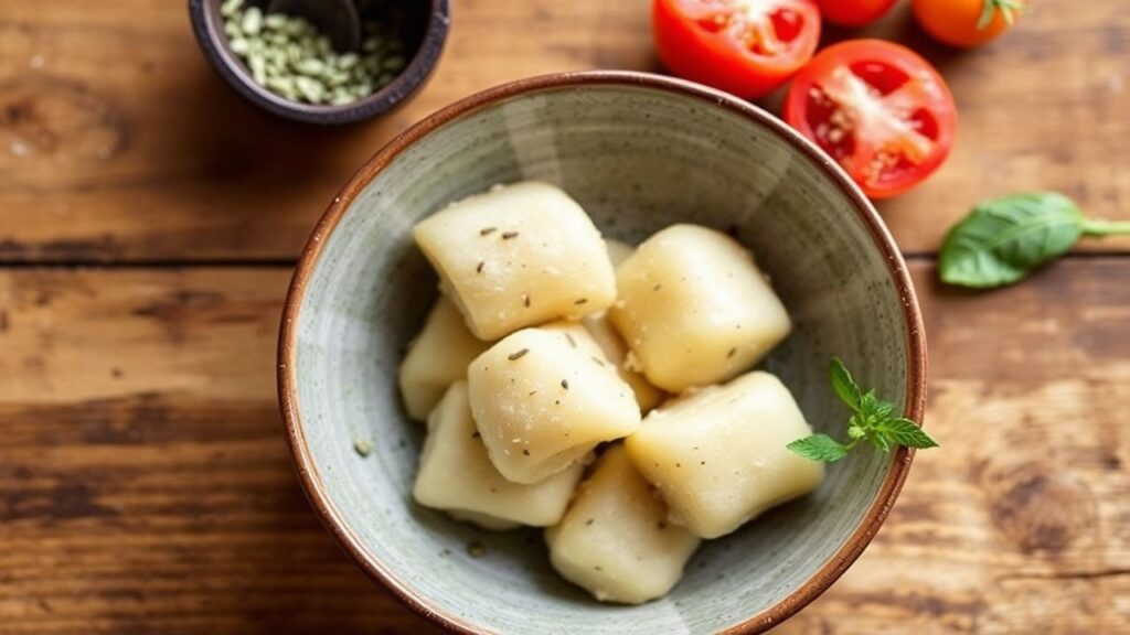 Classic American potato gnocchi finished and ready to serve