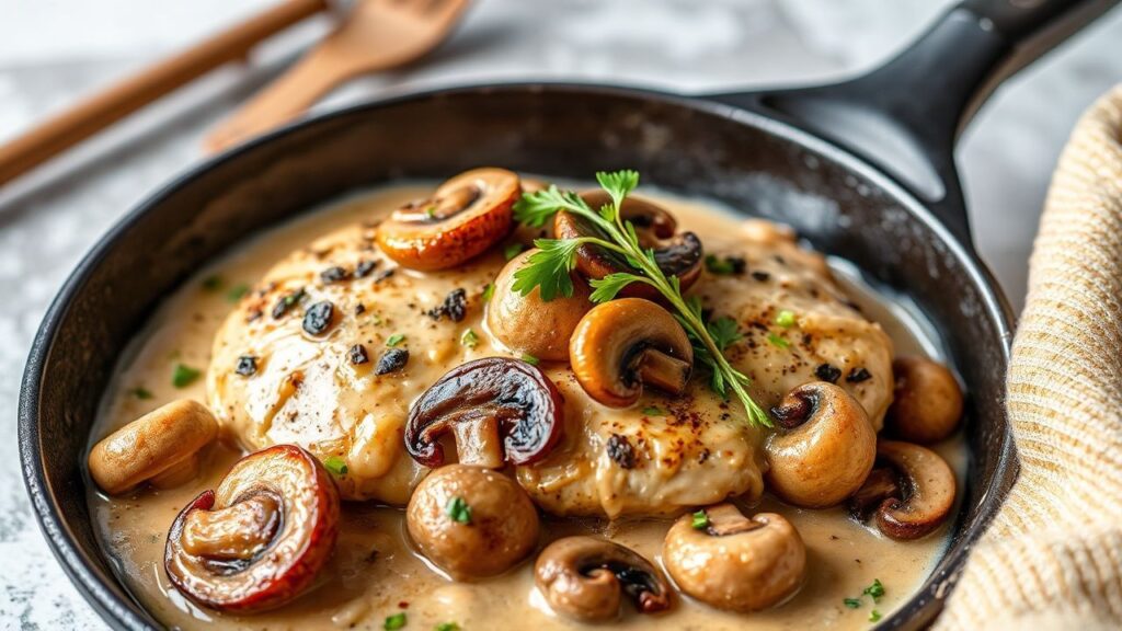 20-minute creamy skillet chicken with mushroom sauce