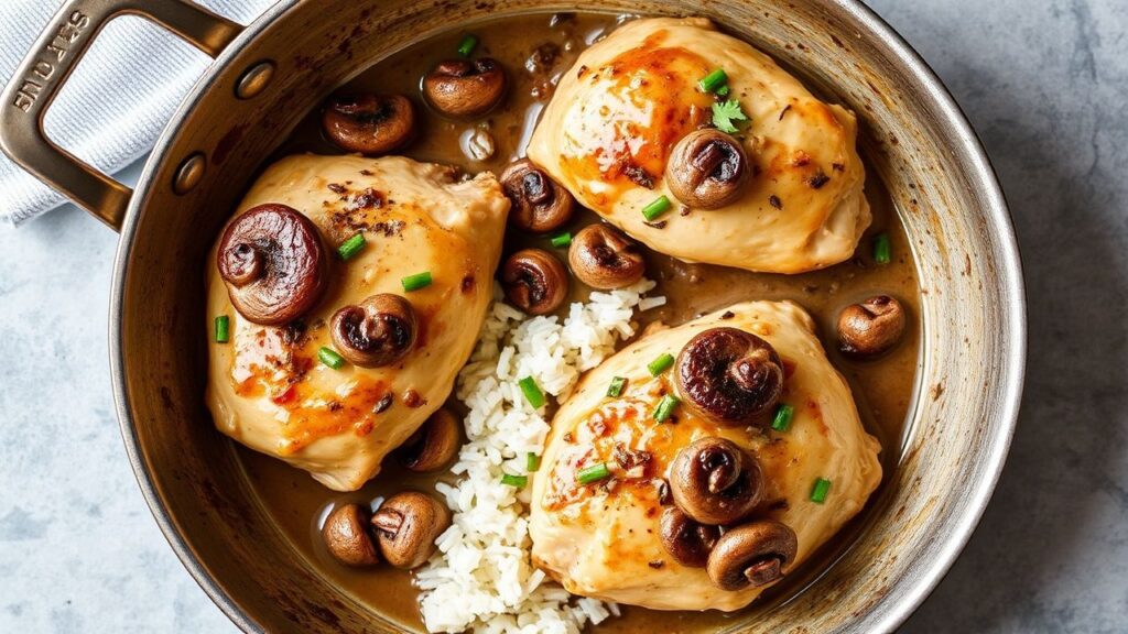 Skillet chicken with creamy mushroom sauce