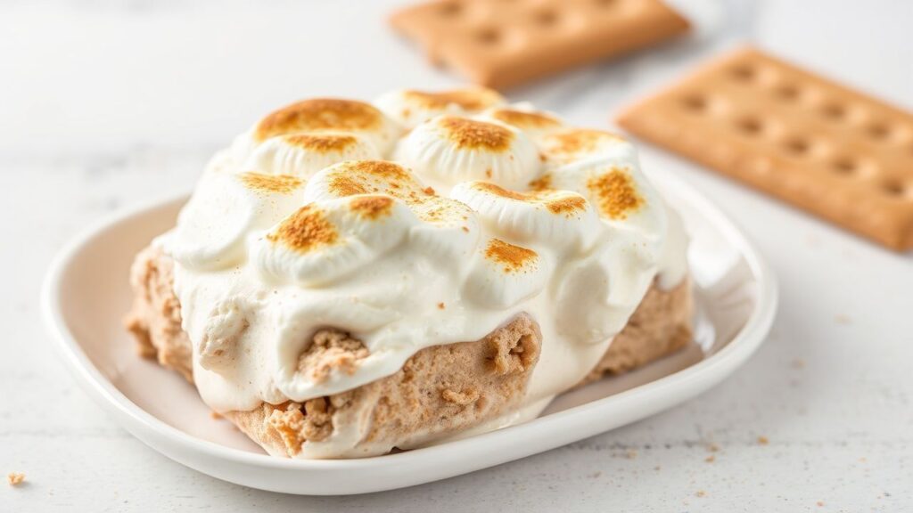 S'mores Ice Cream Delight with toasted marshmallow swirls, chocolate and graham cracker crumbs