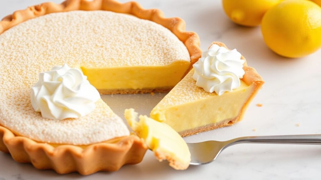 Freshly baked lemon chess pie ready to serve.