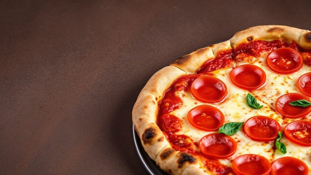 Classic pepperoni pizza with crispy edges and golden crust