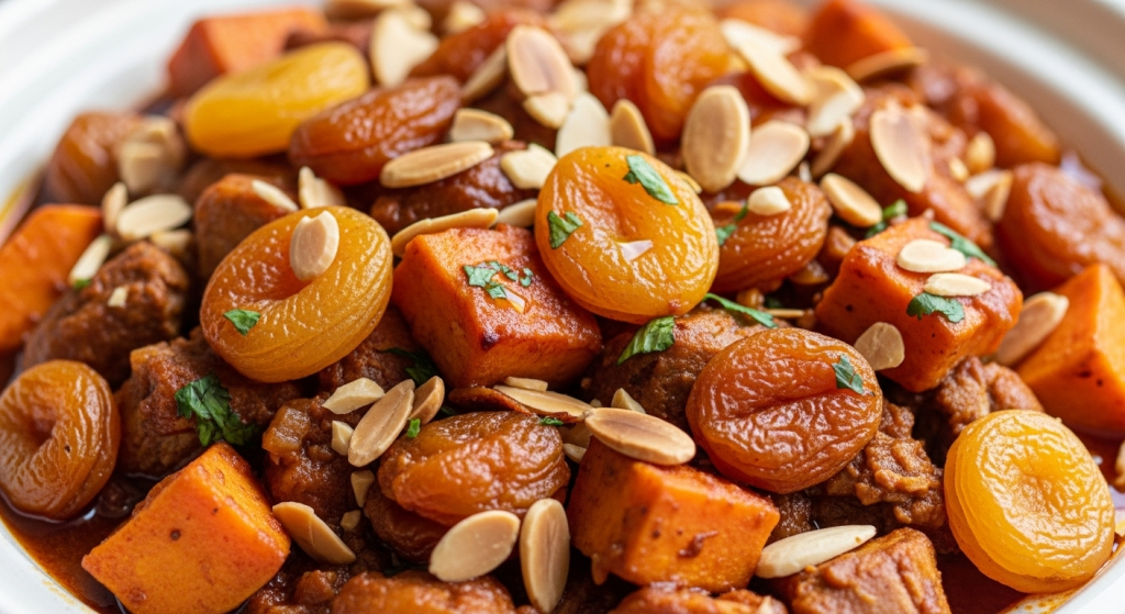 Delicious Sweet Potato Tagine: A Savory Blend of Apricots & Almonds
