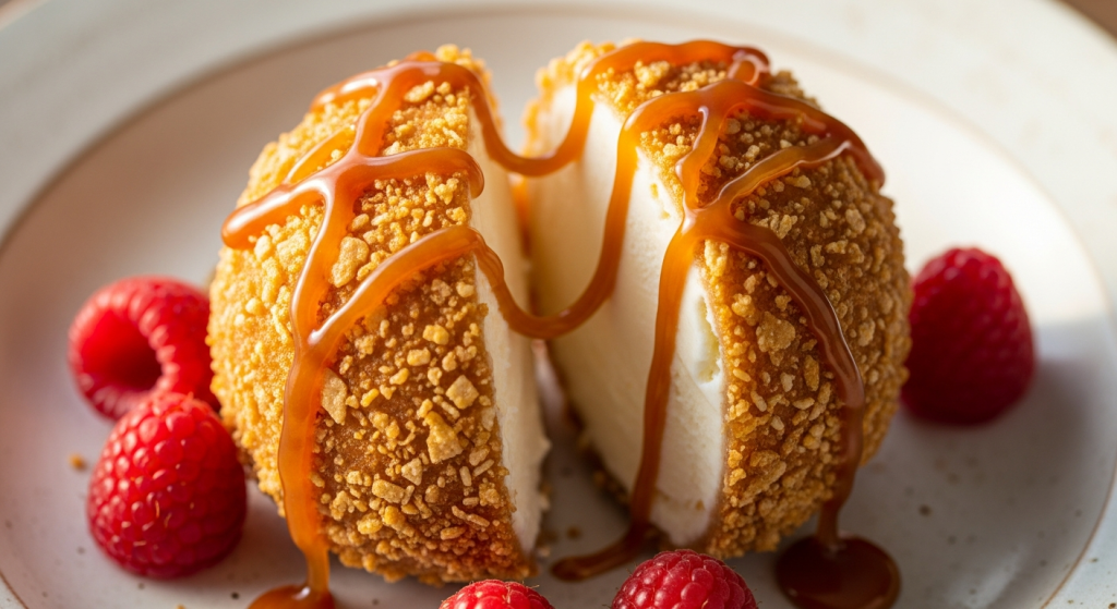 Deep-Fried Ice Cream with a Crunchy Coating: Golden Delight