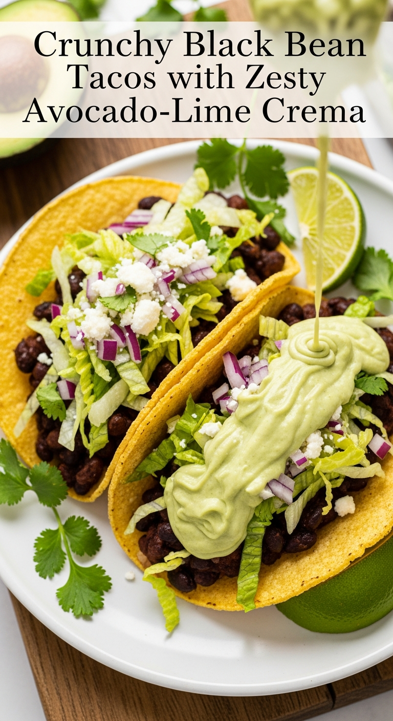 Best Crunchy Black Bean Tacos with Zesty Avocado-Lime Crema
