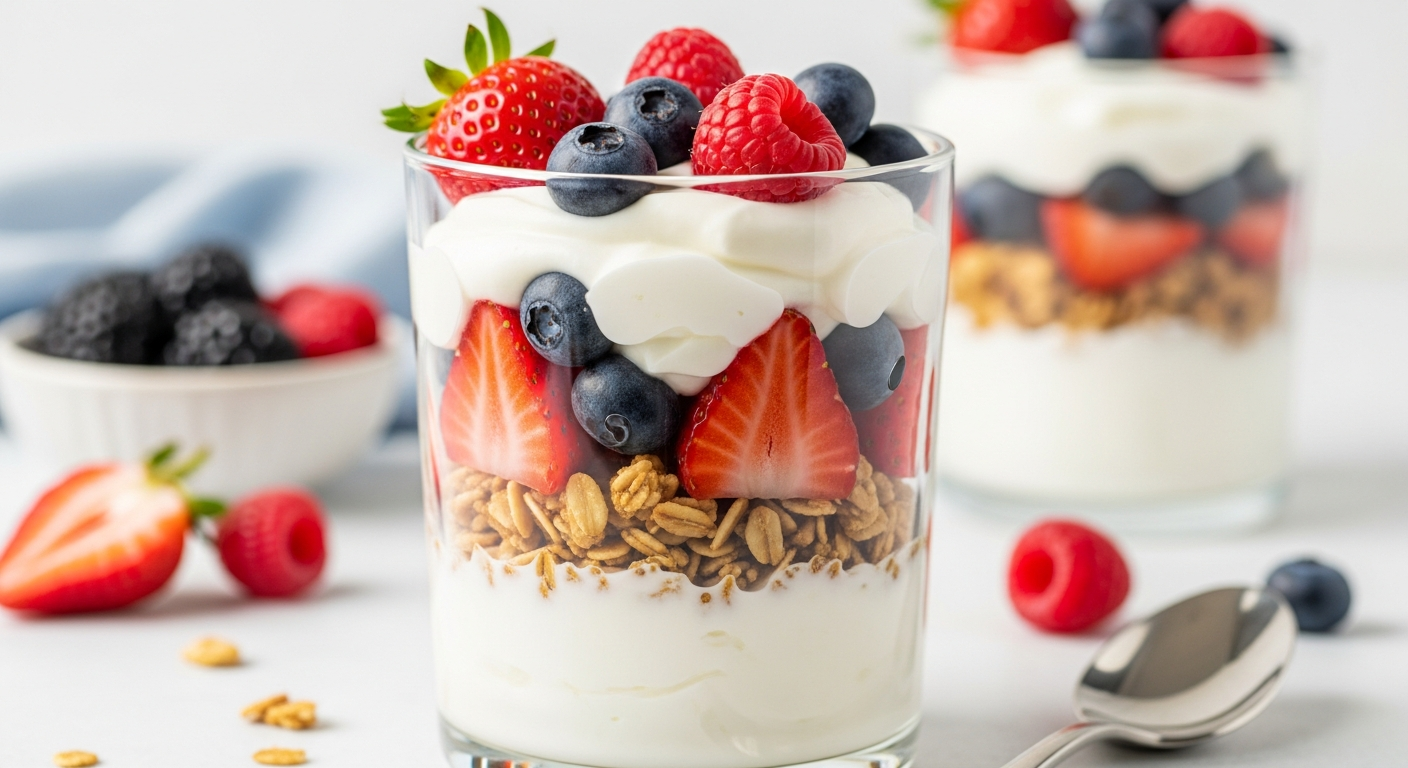 Best Power-Packed Greek Yogurt Parfait with Berries & Granola
