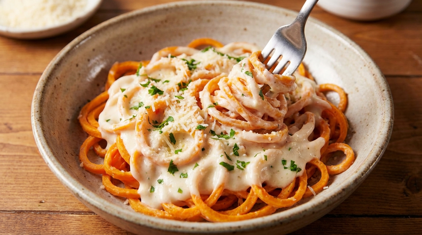 Best Sweet Potato "Pasta" in Creamy Alfredo Bliss: Twist on Comfort