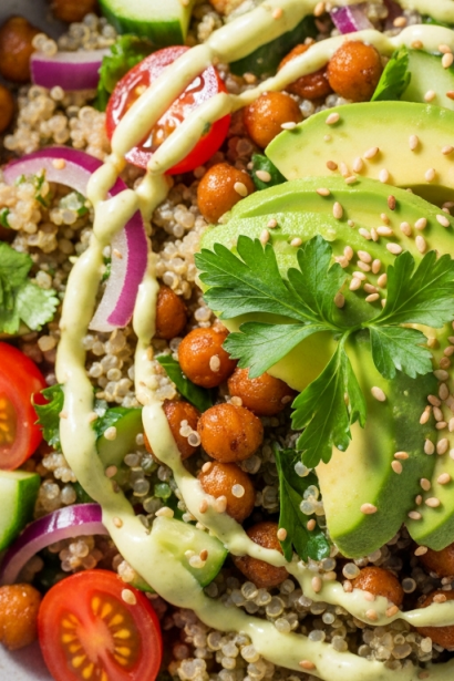 Best Wholesome Vegan Quinoa & Chickpea Salad with Creamy Avocado