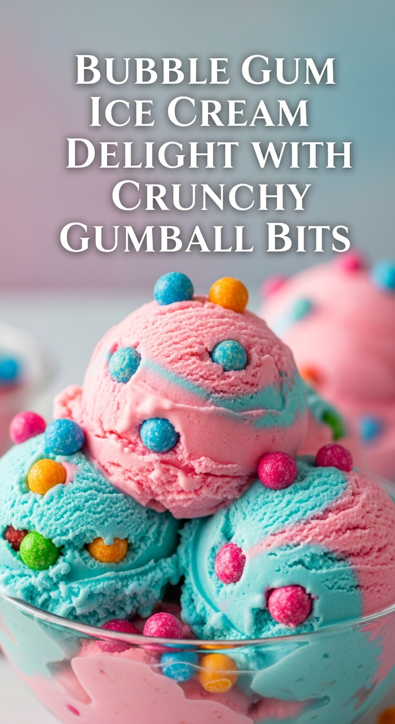Bubble Gum Ice Cream Delight with Crunchy Gumball Bits