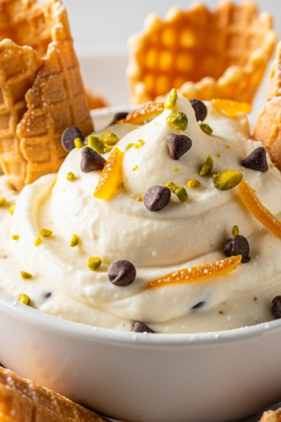 Cannoli Cream Dip with Waffle Cone Chips Sweet Delight
