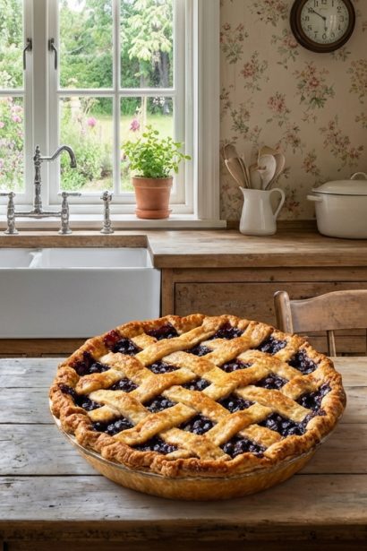 Classic Blueberry Pie with Woven Lattice: Timeless Delight