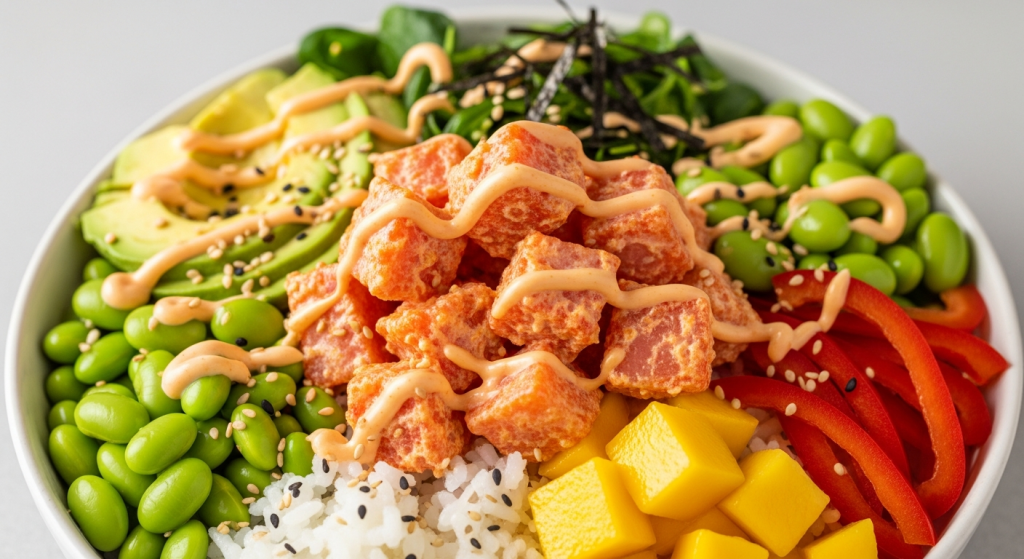 Crafting the Perfect Spicy Crab Mango Poke Bowl Tropical Zest
