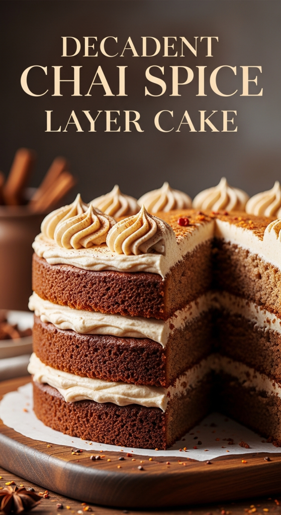 Decadent Chai Spice Layer Cake with Cinnamon Cream Cheese Frosting
