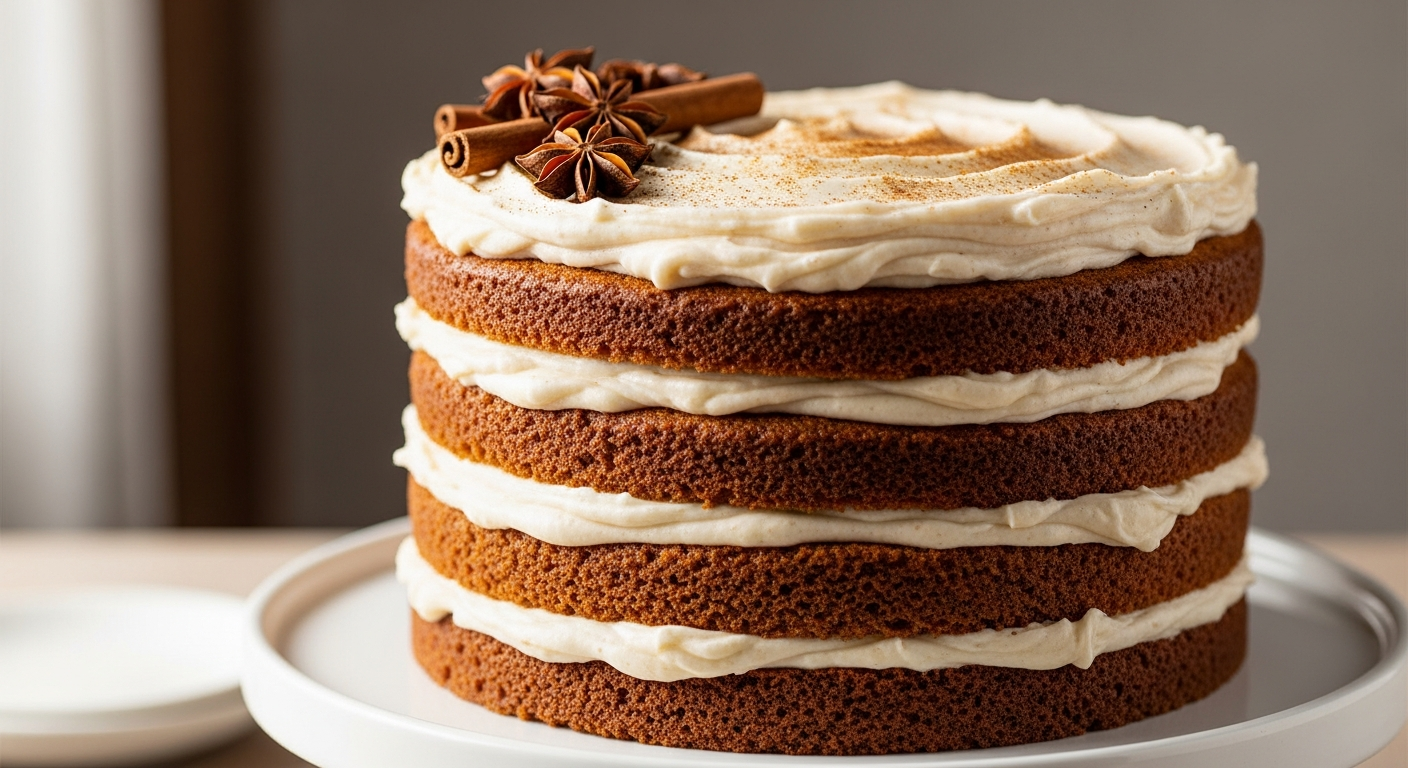 Decadent Chai Spice Layer Cake with Cinnamon Cream Cheese Frosting