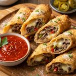 Delicious Cheesesteak Egg Rolls with a Zesty Spicy Ketchup Twist
