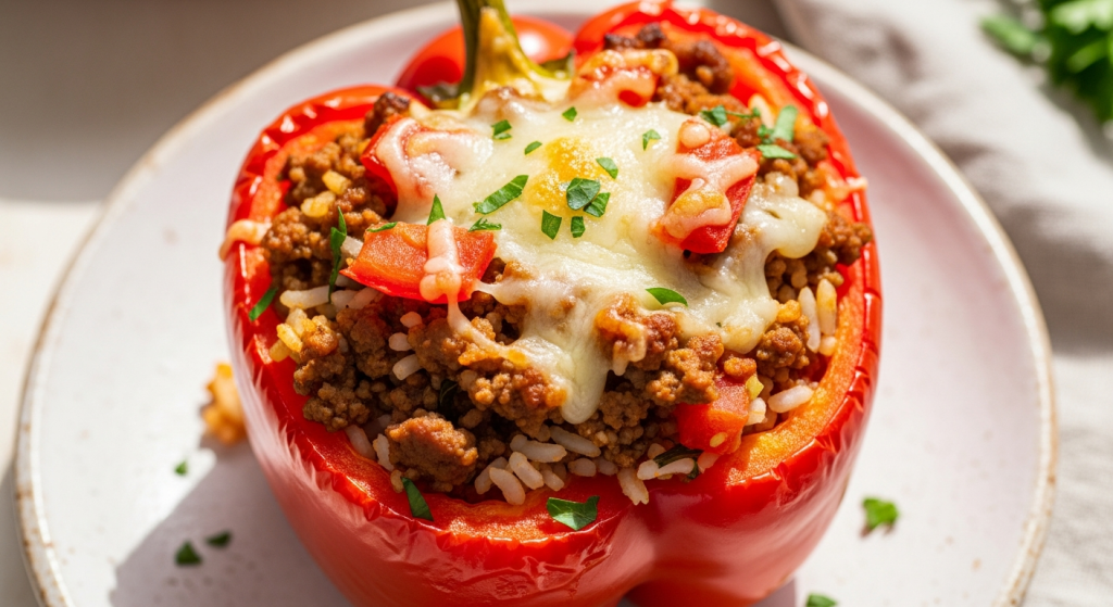 Hearty Classic Stuffed Bell Peppers with Beef & Rice Delight