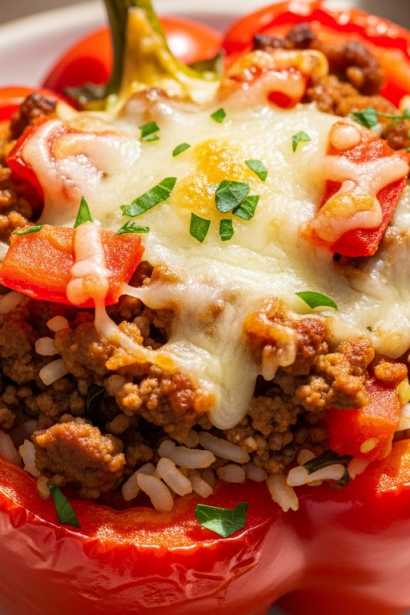 Hearty Classic Stuffed Bell Peppers with Beef & Rice Delight