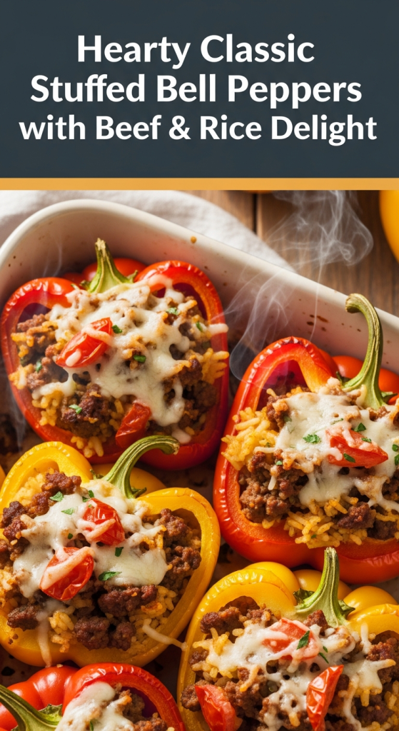 Hearty Classic Stuffed Bell Peppers with Beef & Rice Delight