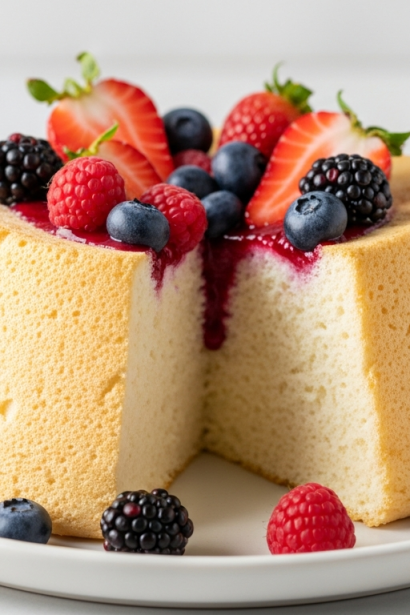 Heavenly Fluffy Angel Food Cake with Fresh Berry Bliss
