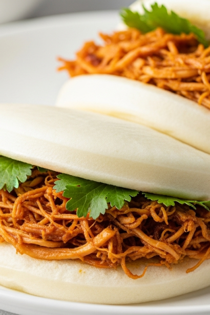 Irresistible Fluffy Steamed Buns Filled with Savory Shredded Chicken