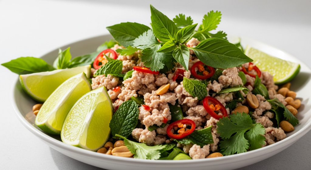 Irresistible Zesty Spicy Minced Chicken Salad with Lime & Fresh Herbs