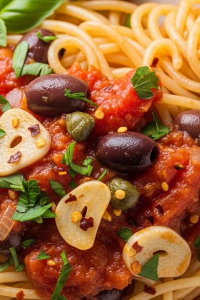 Pasta Puttanesca: A Bold Blend of Anchovies & Olives