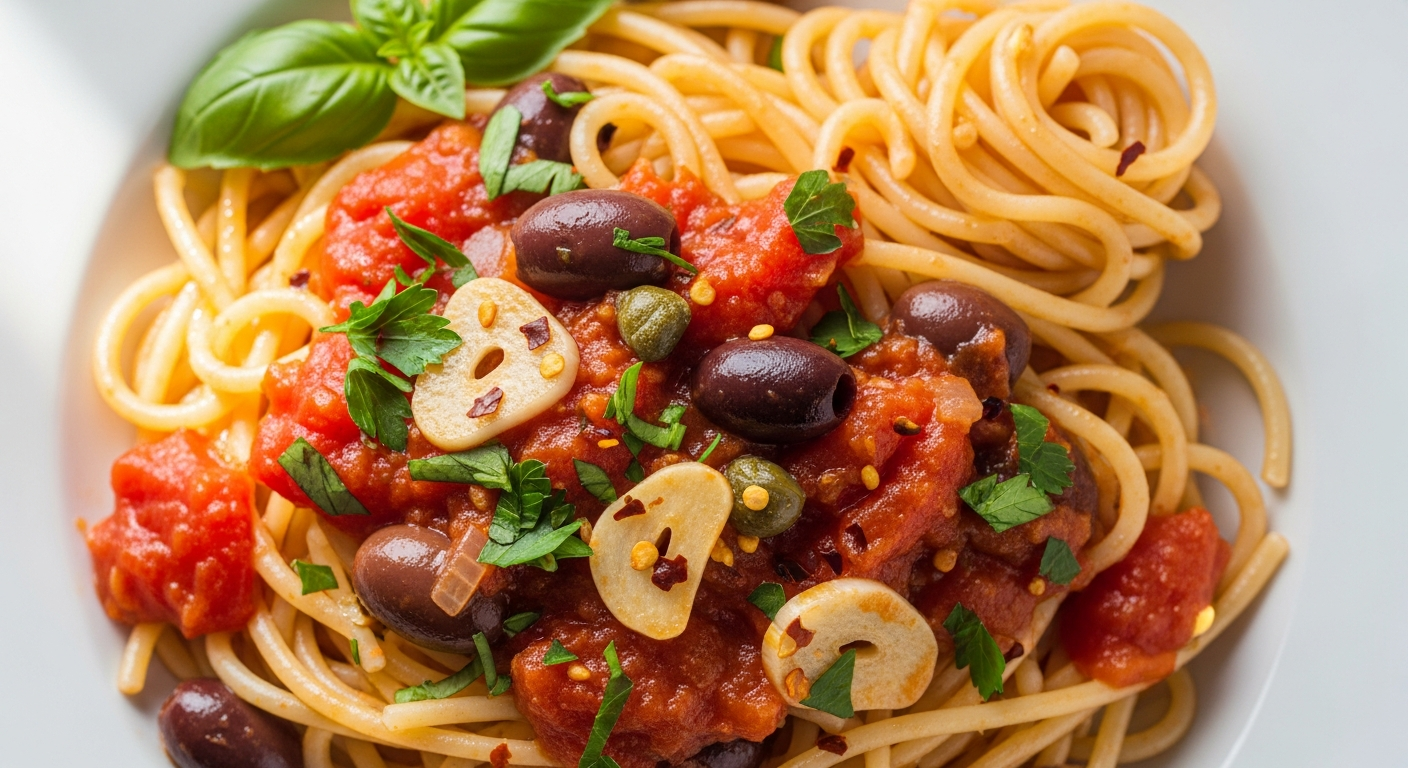 Pasta Puttanesca: A Bold Blend of Anchovies & Olives
