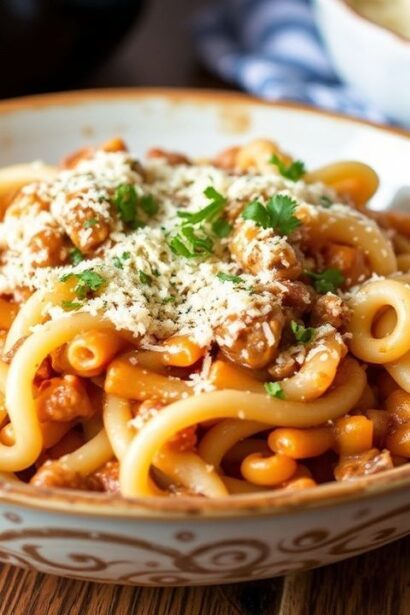 كسرولة قلبية من اللحم البقري والنوودلز، مريحة ولذيذة من كل لقمة، Comfort in Every Bite