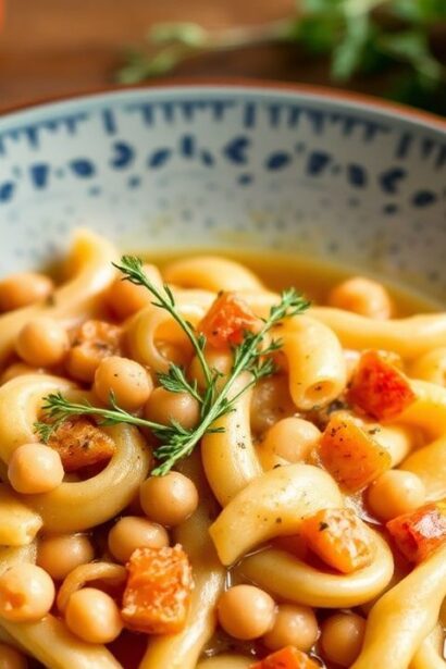 وعاء باستا e ceci بنكهة فخمة مع حساء حمص شهي بنكهة بسيطة، One-Pot