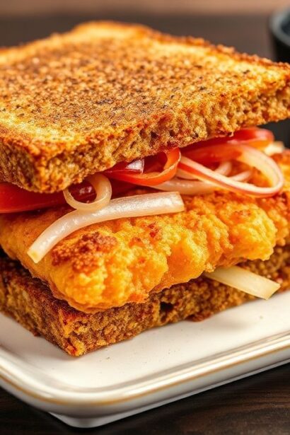 ساندويتش كاتسو الدجاج الياباني المقرمش مع نكهة لذيذة، نص كلمة البحث: ''.