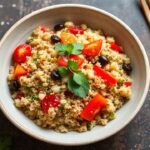 سلطة كينوا آسيوية مشرقة ومغذية مع سمسم و زنجبيل