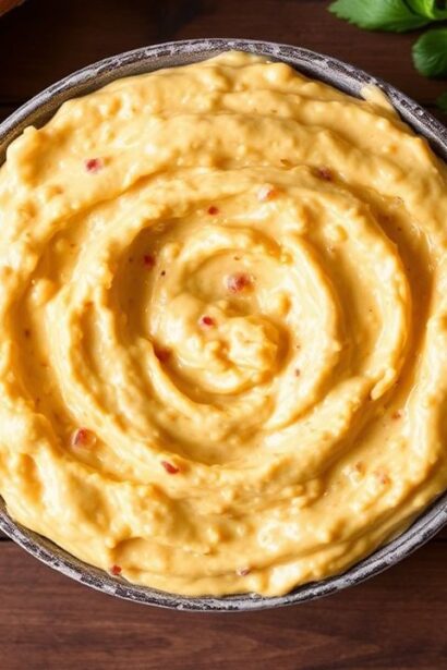 انتشار جبن البيمنتو الجنوبي الكريمي الكلاسيكي، دسم وناعم فوق خبز طازج