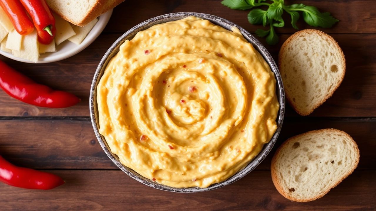 انتشار جبن البيمنتو الجنوبي الكريمي الكلاسيكي، دسم وناعم فوق خبز طازج