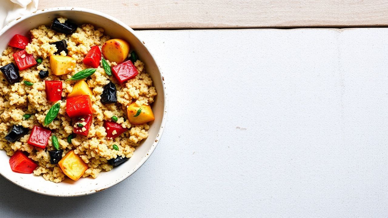 وعاء كسكس بالبهارات مع خضار مشوية مشبعة، لقيمات مشرقة Savory Couscous with Roasted Veggies Guide