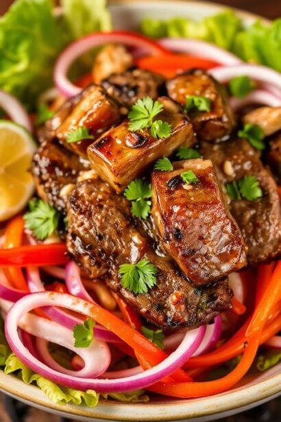 سلطة شريحة سمك بصلصة تايلاندية “Crying Tiger Steak” تفيض بنكهة قوية وعصرية